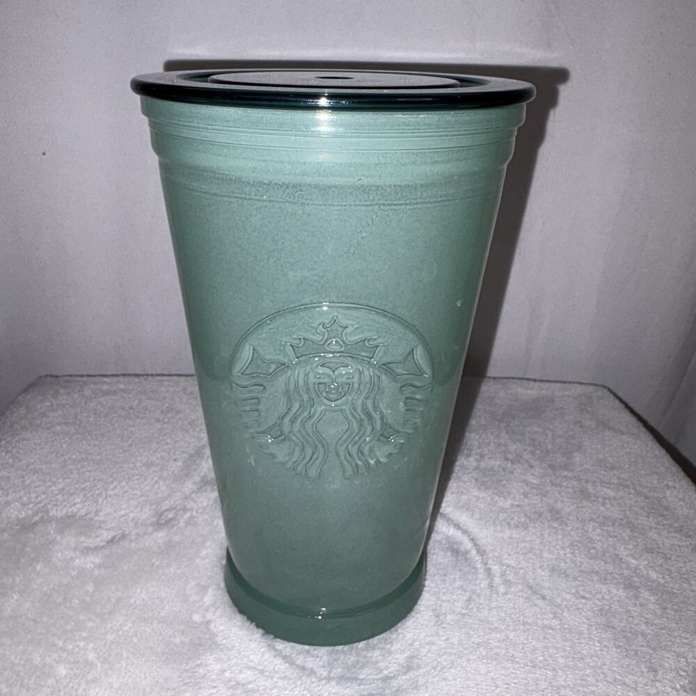 Starbucks 2021 Frosted Jade Green Cup Recycled Glass Cold To-Go Tumbler